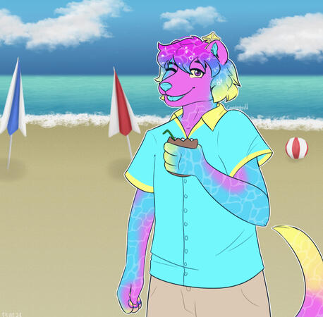 Flat colour with scene